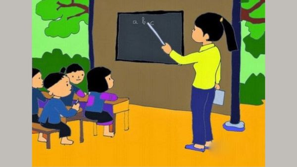 Gợi ý tranh vẽ 20/11 chủ đề cô giáo đang dạy em học bài cực đơn giản