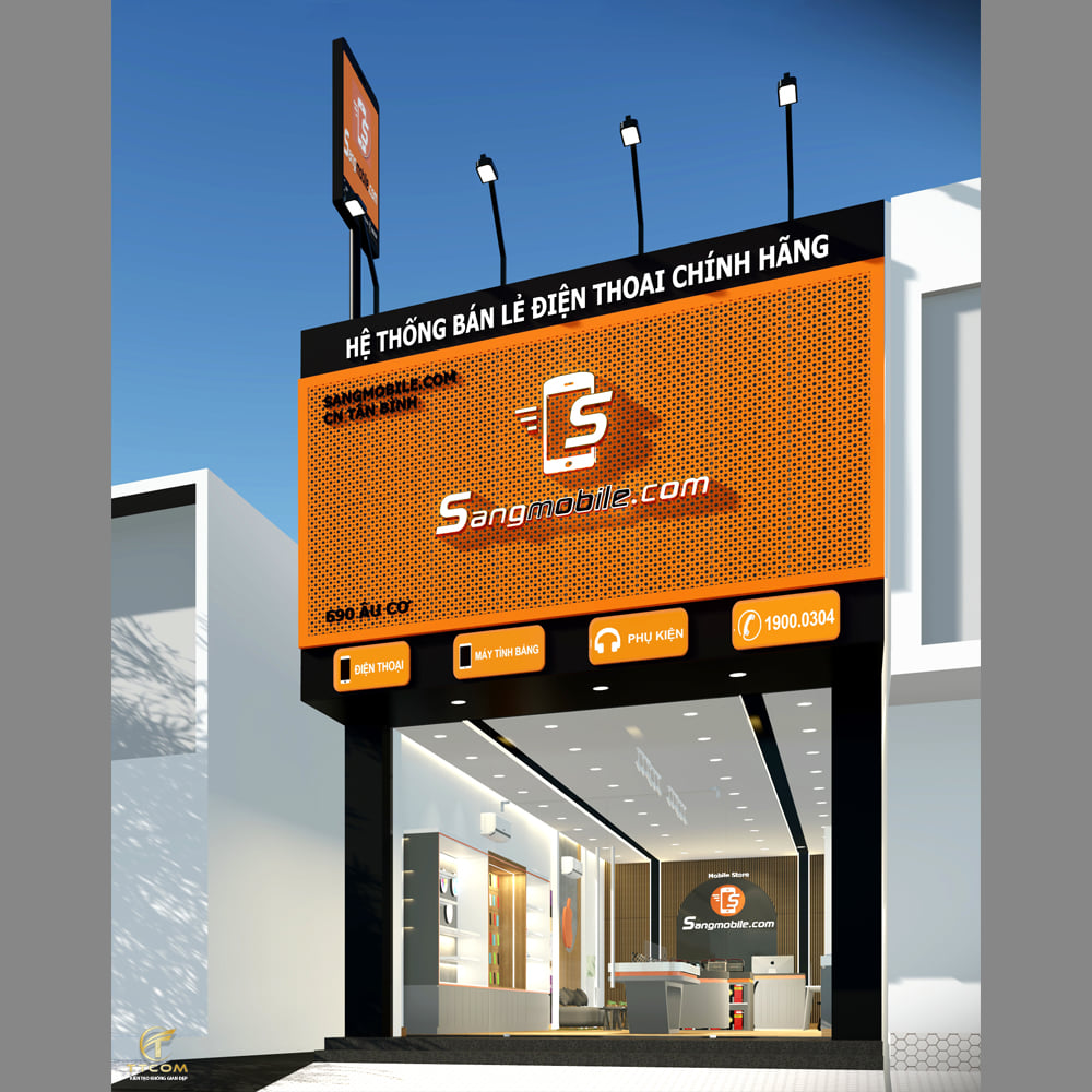 Hoàn thành dự án thiết kế shop điện thoại SangMobile.com 690 Âu Cơ