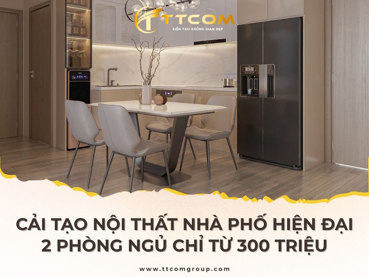 CẢI TẠO NỘI THẤT NHÀ PHỐ HIỆN ĐẠI 2 PHÒNG NGỦ CHỈ TỪ 300 TRIỆU