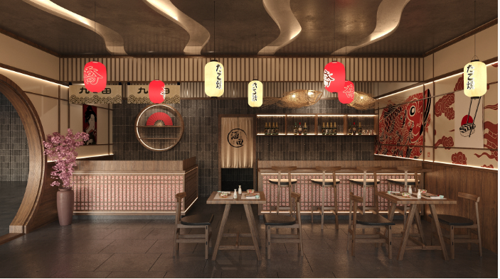 MẪU THIẾT KẾ NHÀ HÀNG SUSHI - TINH TẾ ĐẬM CHẤT NHẬT BẢN