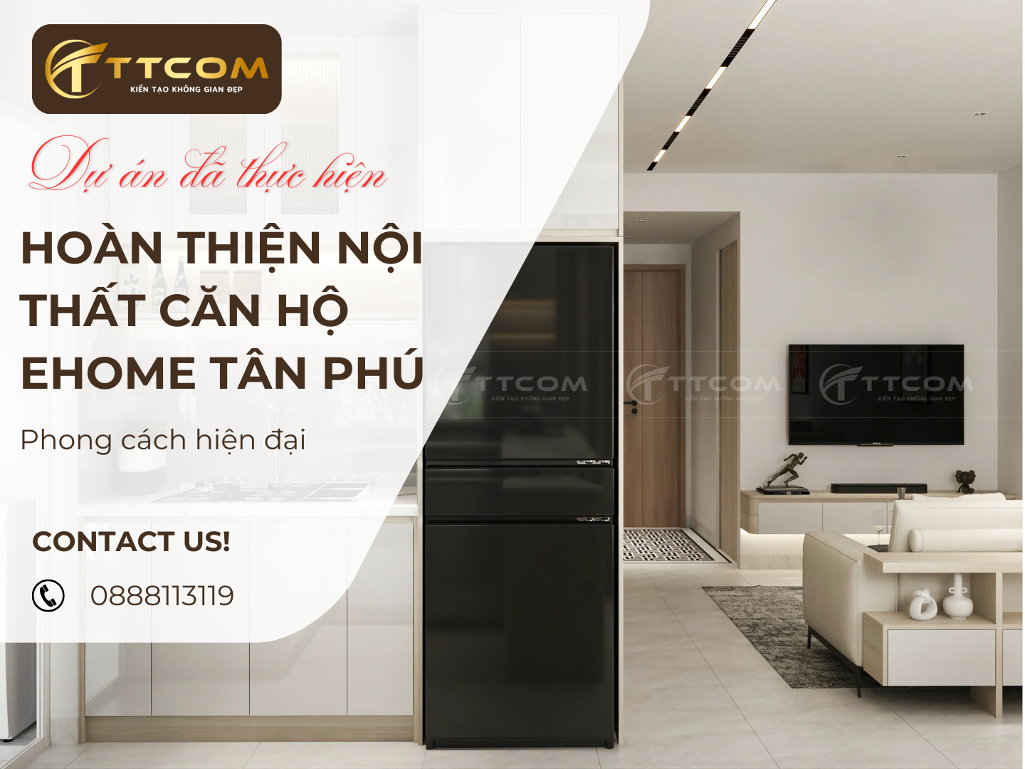 TTCOM GROUP HOÀN THIỆN NỘI THẤT CĂN HỘ EHOME – 1 PHÒNG NGỦ TẠI TÂN PHÚ