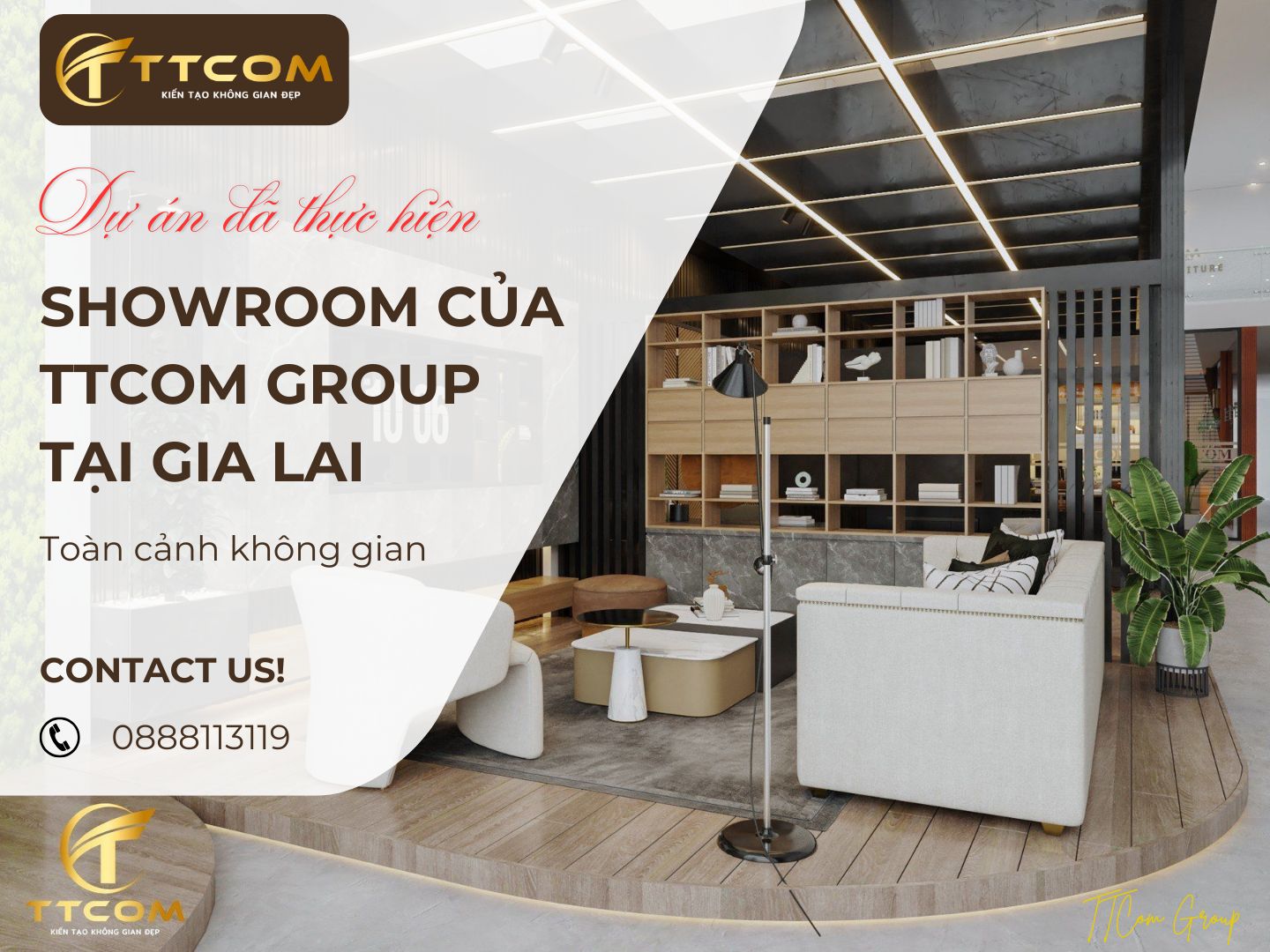Hoàn thành thi công Showroom của TTCOM Group đẹp lộng lẫy tại Gia Lai