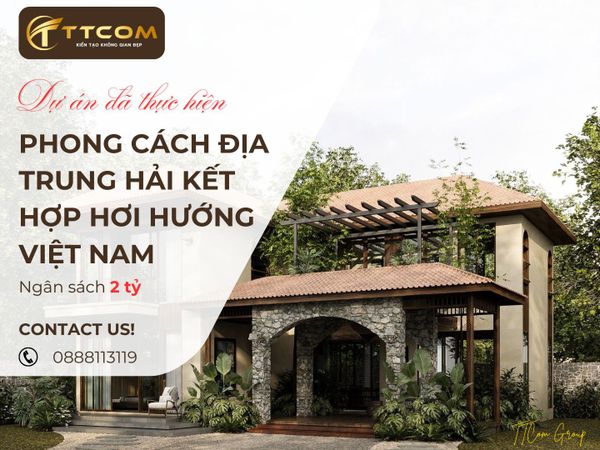 Ngân sách 2 tỷ - Thiết kế nhà hai tầng theo phong cách Địa Trung Hải kết hợp hơi hướng Việt Nam