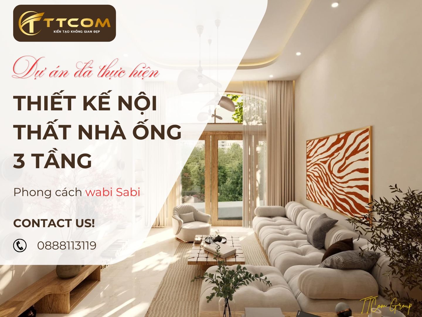 THIẾT KẾ NỘI THẤT NHÀ ỐNG 3 TẦNG THEO PHONG CÁCH WABI SABI – TÌM KIẾM VẺ ĐẸP TỪ SỰ TỐI GIẢN