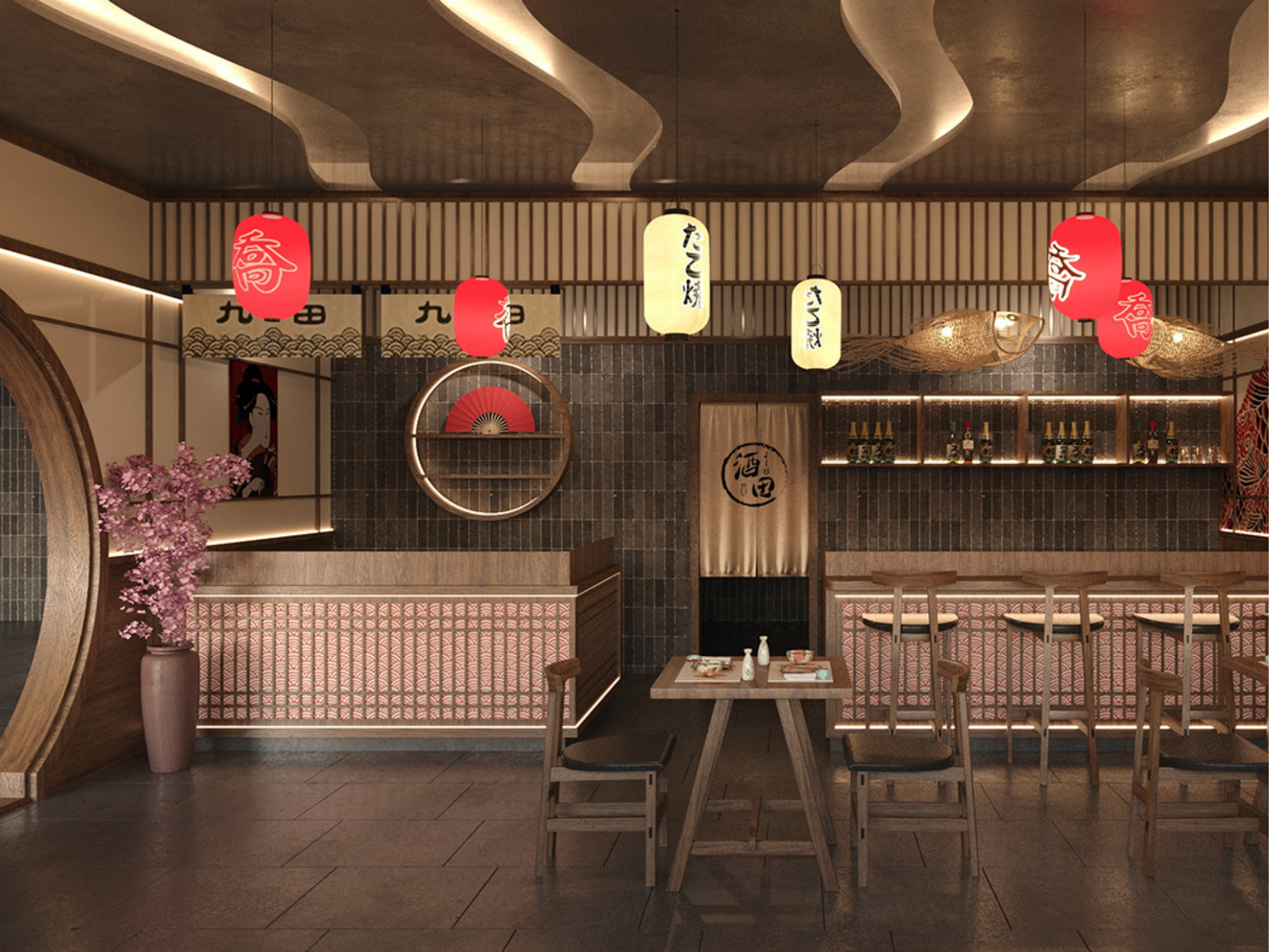 MẪU THIẾT KẾ NHÀ HÀNG SUSHI - TINH TẾ ĐẬM CHẤT NHẬT BẢN