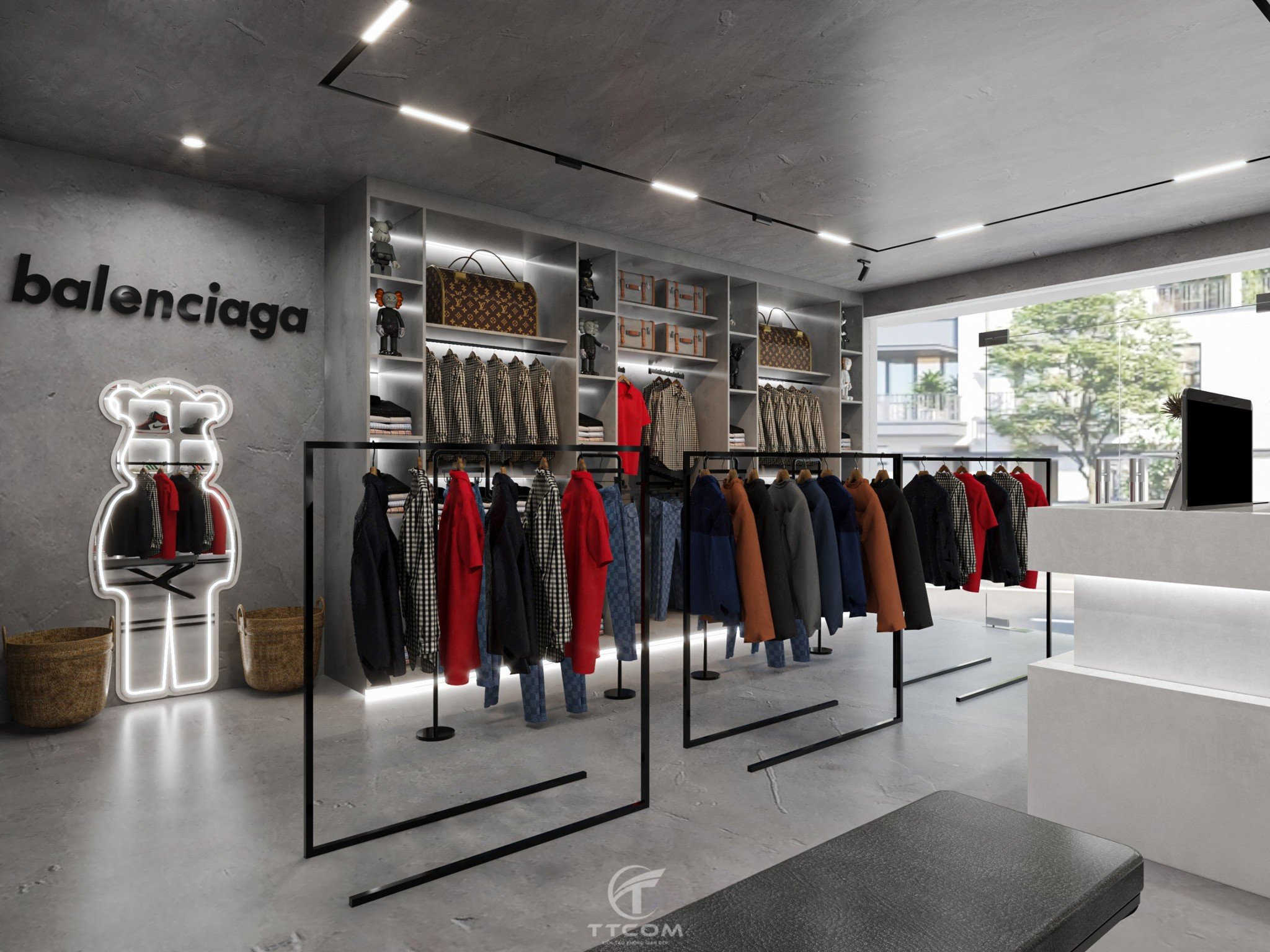 Mẫu thiết kế nội thất shop thời trang TTCOM01