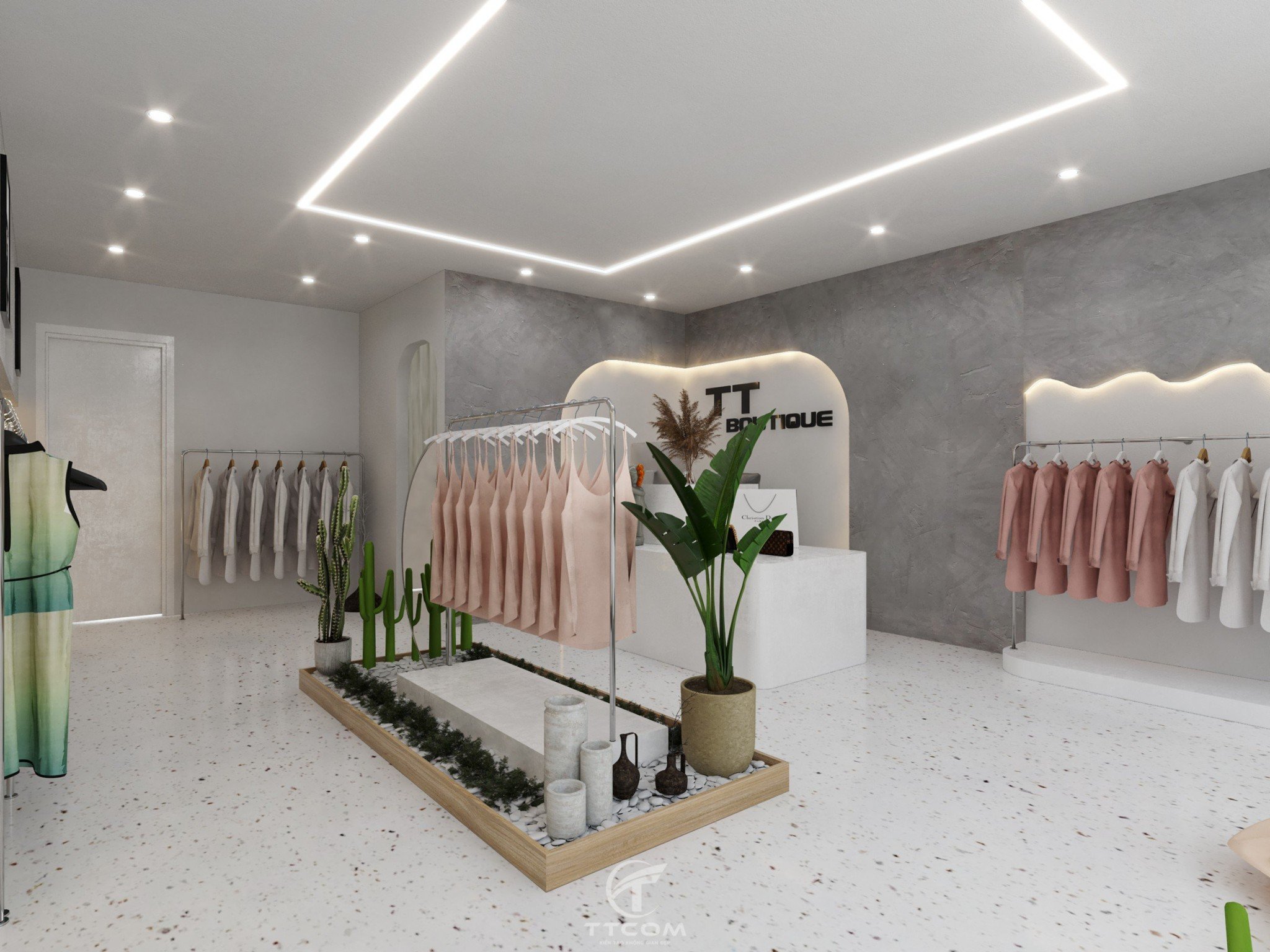 Mẫu thiết kế nội thất shop thời trang TTCOM03