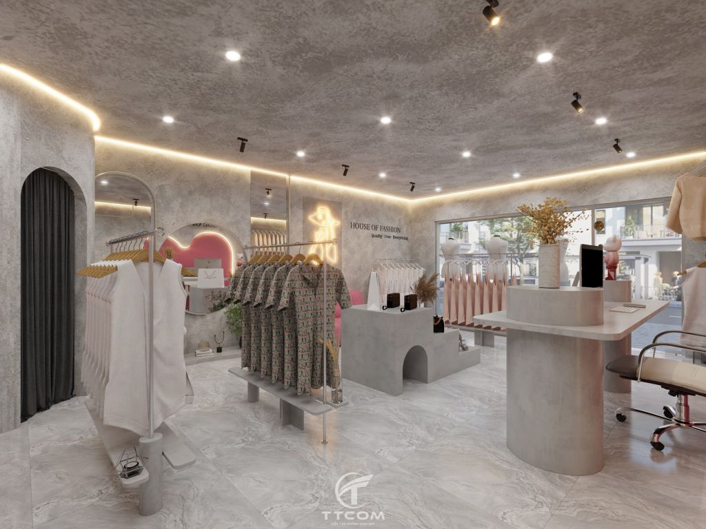 Mẫu thiết kế nội thất shop thời trang TTCOM04