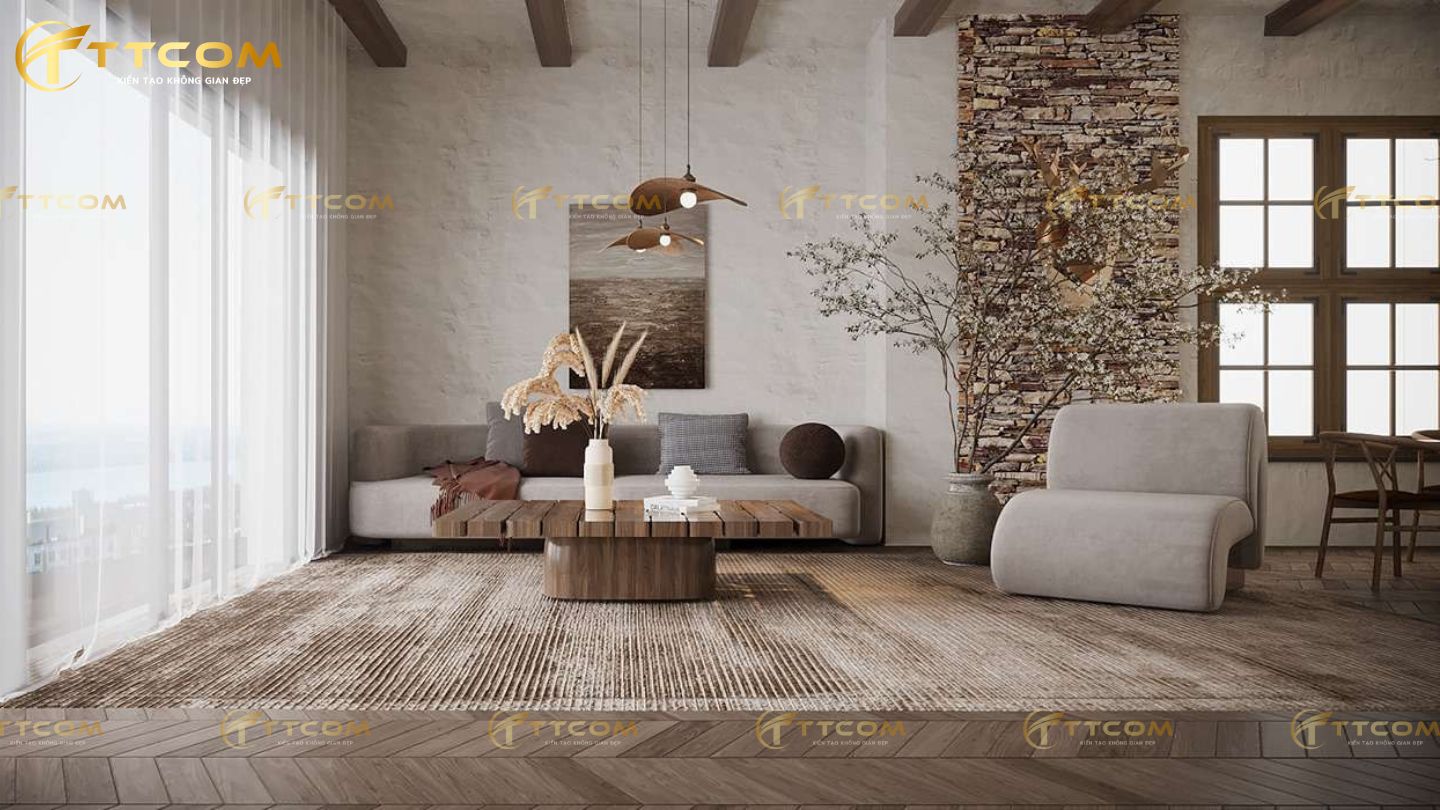 Mẫu nhà thiết kế nội thất theo phong cách Rustic