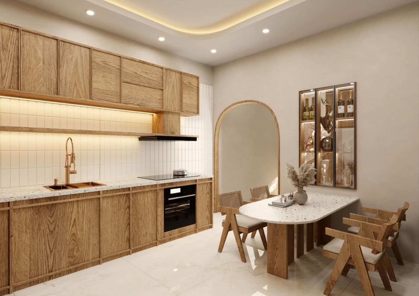 Thiết kế nội thất nhà ống 3 tầng theo phong cách Wabi Sabi