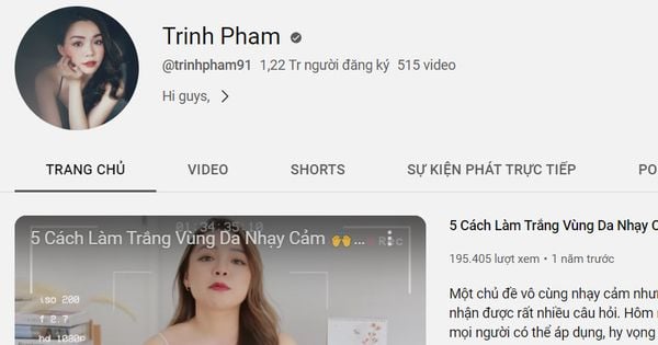 Tài khoản YouTube @trinhpham91 đang có đến 1.22 triệu người đăng ký theo dõi
