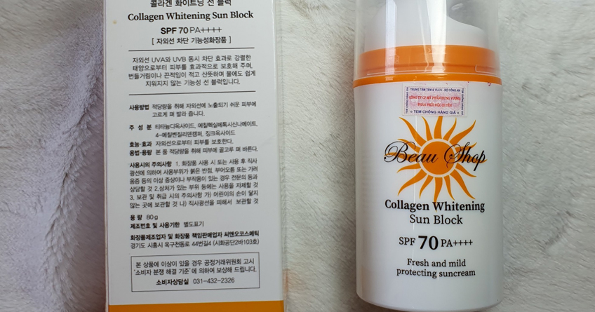 Kem chống nắng collagen Beau Shop Collagen Whitening Sun Block SPF70 PA++++