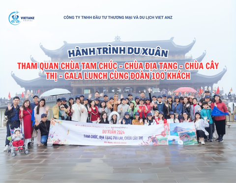 Hành trình du xuân Tham quan chùa Tam Chúc - Chùa Địa Tạng - Chùa Cây Thị - Gala lunch cùng đoàn 100 khách
