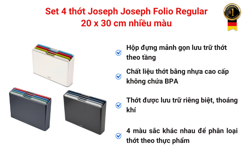 Set 4 thớt Joseph Joseph Folio Regular 20 x 30 cm nhiều màu