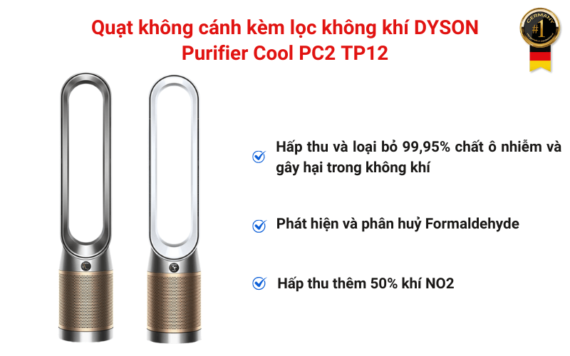 Quạt không cánh kèm lọc không khí DYSON Purifier Cool PC2 TP12