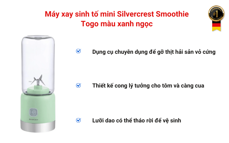 Máy xay sinh tố mini Silvercrest Smoothie màu xanh ngọc