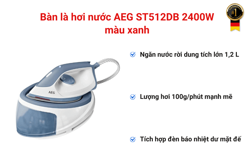 Bàn là hơi nước AEG ST512DB 2400W màu xanh