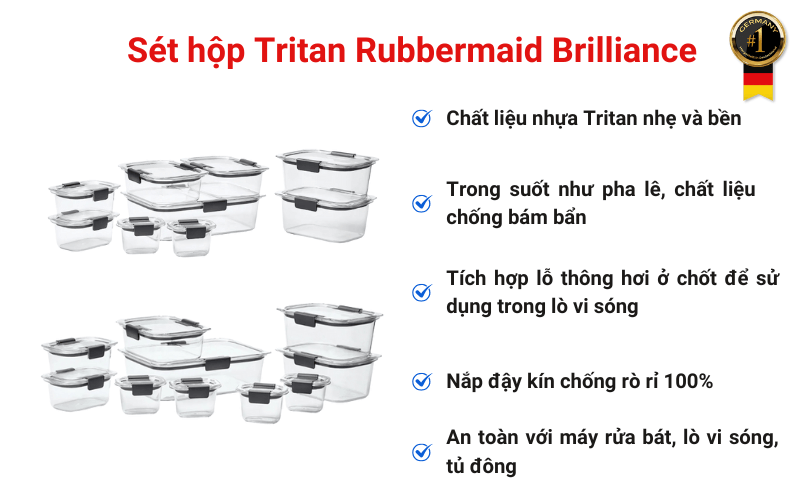 Set hộp Tritan Rubbermaid Brilliance Made in USA