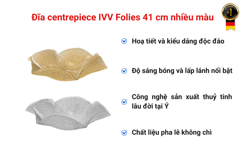 Đĩa centrepiece IVV Folies 41 cm nhiều màu