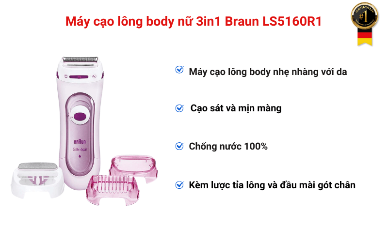 Máy cạo lông body nữ 3in1 Braun LS5160R1