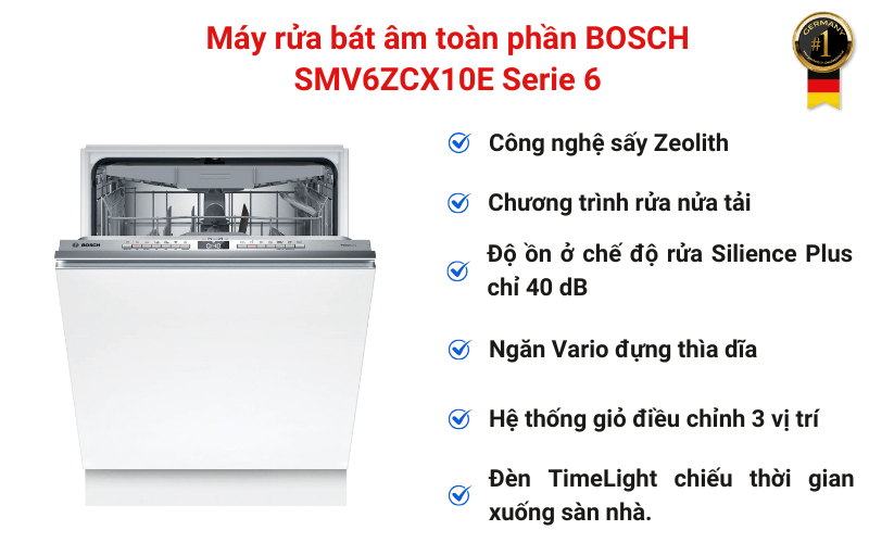 Máy rửa bát âm toàn phần BOSCH SMV6ZCX10E Serie 6