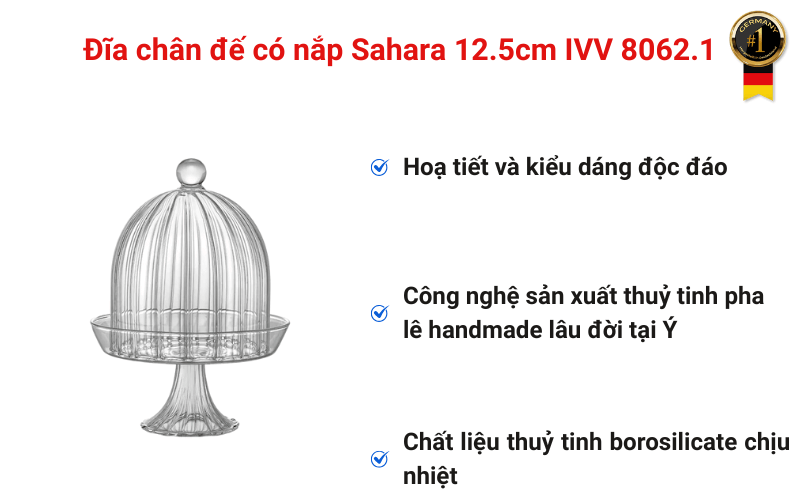 Đĩa chân đế có nắp Sahara 12.5cm IVV 8062.1