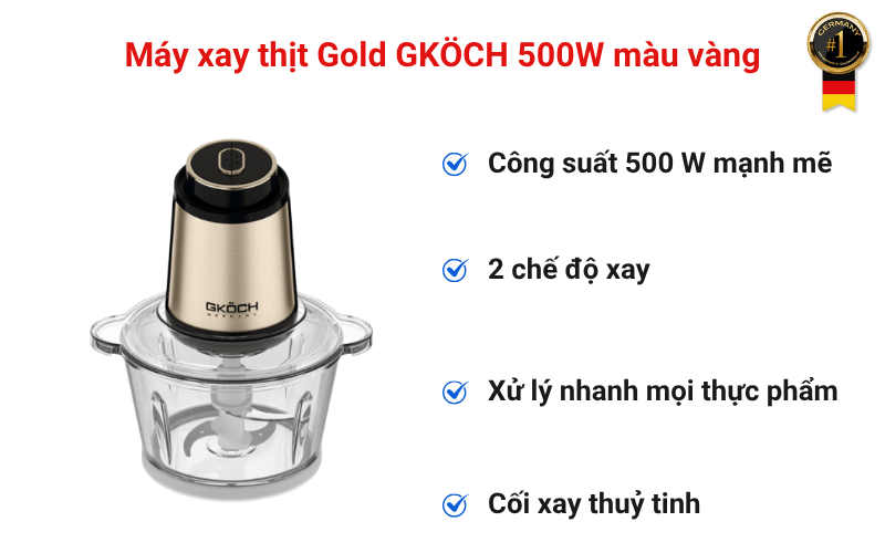 Máy xay thịt Gold GKÖCH 500W màu vàng