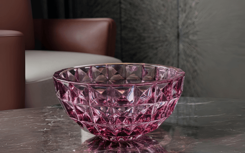 Tô pha lê Crystal Bohemia Diamond 28, 33 cm nhiều màu