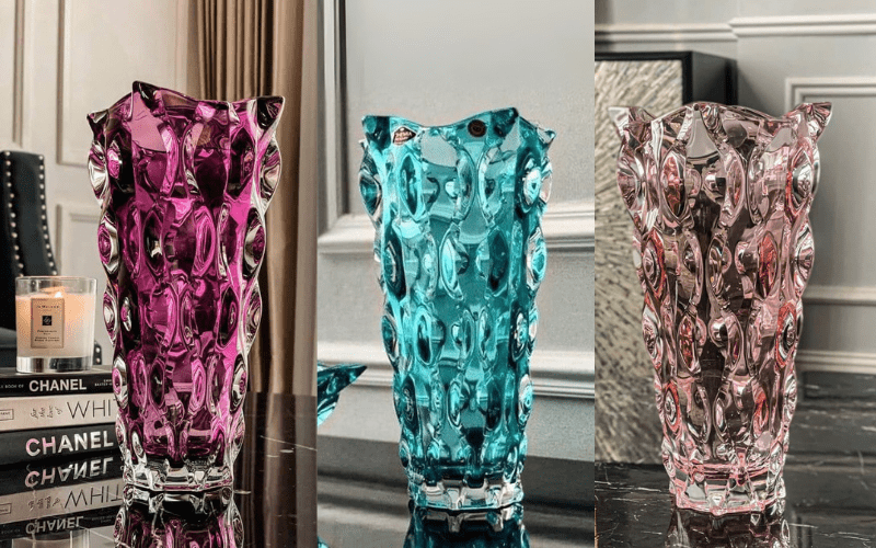 Bình hoa pha lê Bohemia Samba 30,5 cm nhiều màu