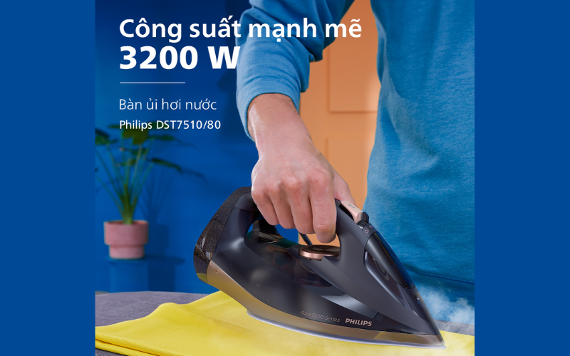 Bàn là hơi nước Philips Azur 7000 Series DST7510/80 màu xanh dương/vàng