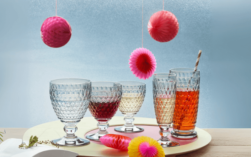 Set 4 ly pha lê VILLEROY BOCH Boston 400ml, nhiều màu