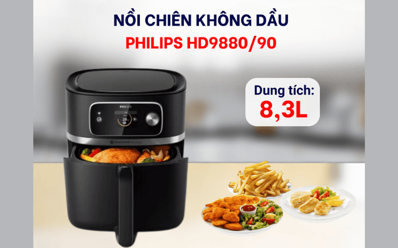 Nồi chiên không dầu Philips HD9880/90 XXL nội địa Đức