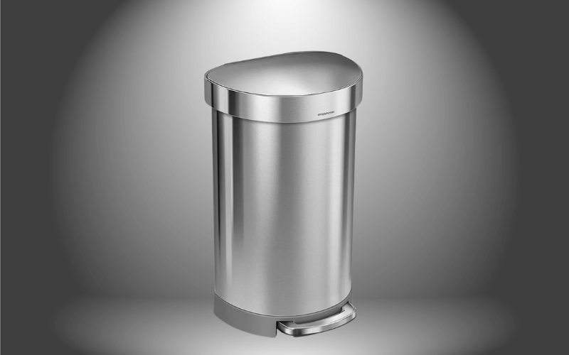 Thùng rác bán nguyệt Simplehuman 45L màu inox