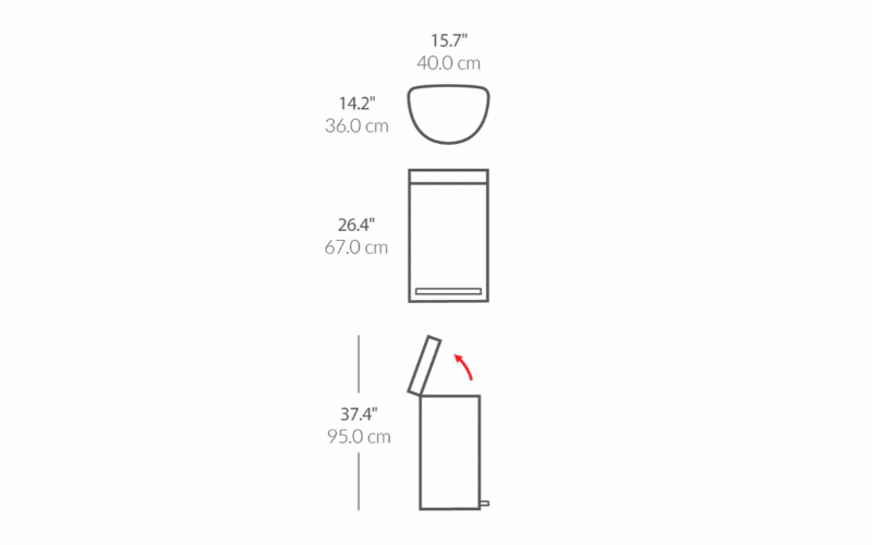 Thùng rác bán nguyệt Simplehuman 45L màu inox