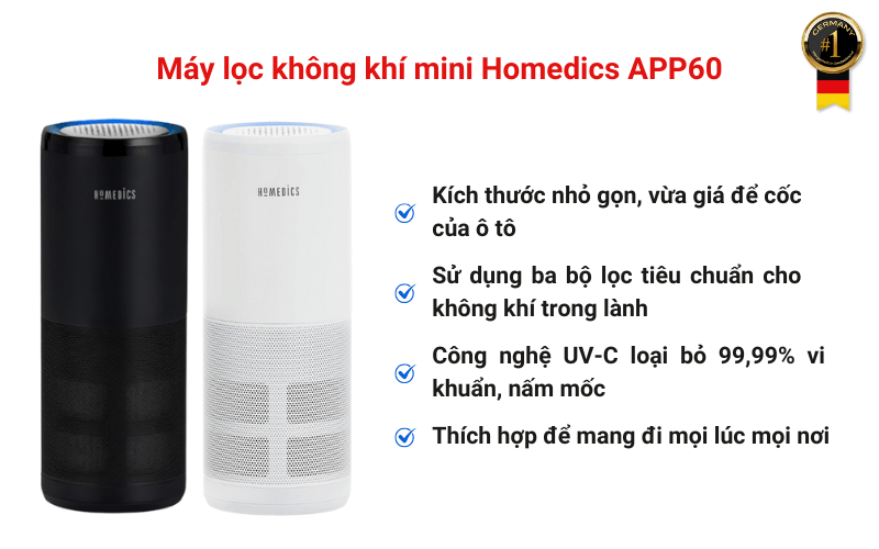MÁY LỌC KHÔNG KHÍ MINI HOMEDICS APP60