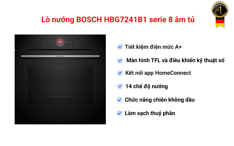 Lò nướng BOSCH HBG7241B1 serie 8 âm tủ