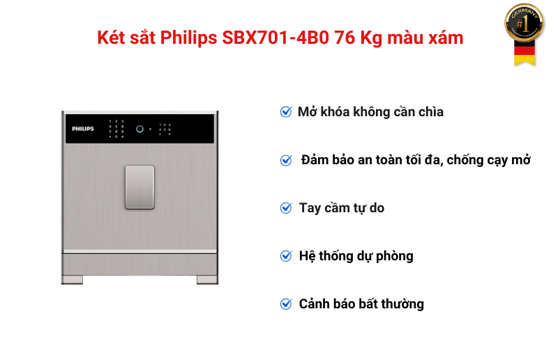 Két sắt Philips SBX701-4B0 76 Kg màu xám