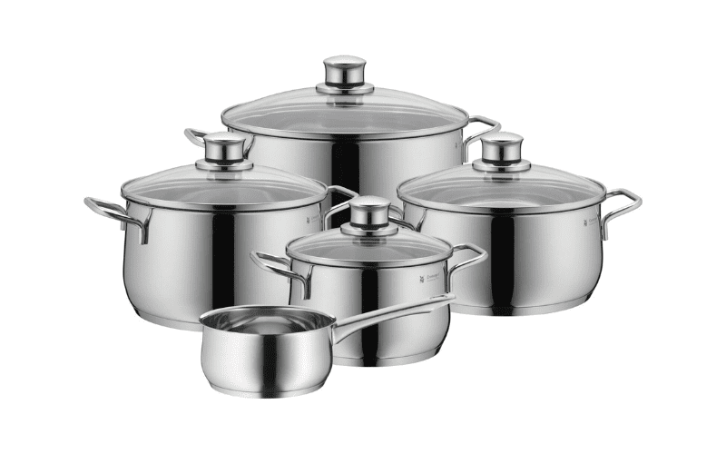 Trọn bộ 5 món nồi, quánh, nắp kính WMF Diadem Plus