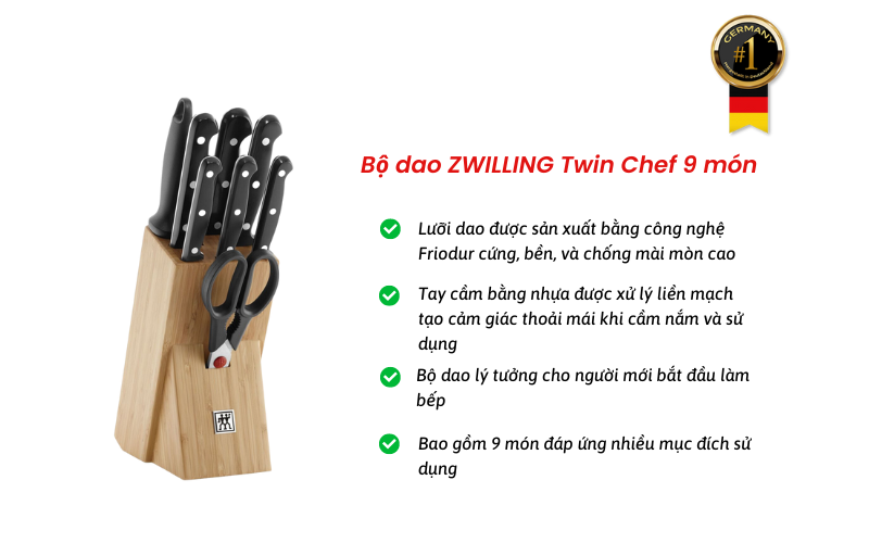 Bộ dao ZWILLING Twin Chef 9 món