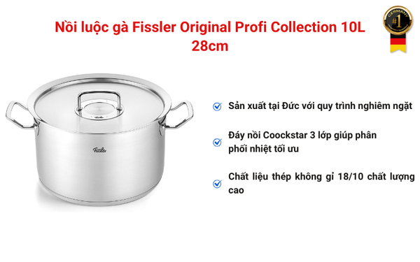 Nồi luộc gà Fissler Original Profi Collection 10L 28cm