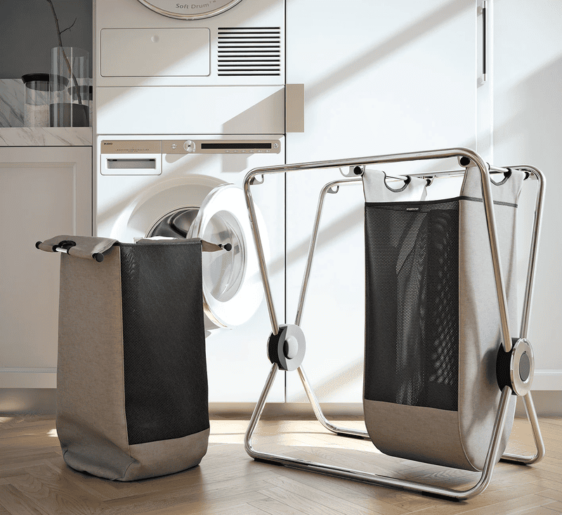 Giỏ đựng quần áo Simplehuman có hai kích thước: giỏ đơn cho cá nhân, giỏ đôi cho gia đình