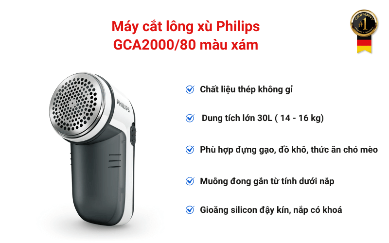 Máy cắt lông xù Philips GCA2000/80 màu xám