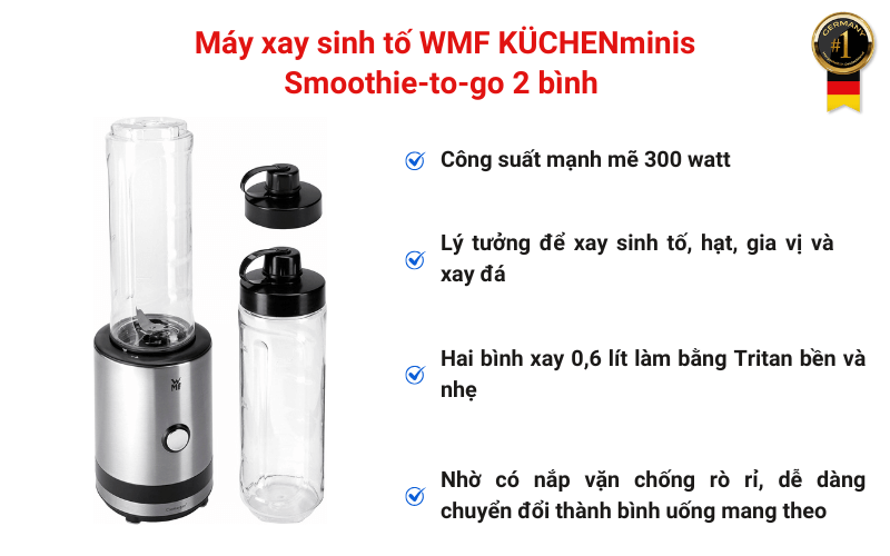 Máy xay sinh tố WMF KÜCHENminis Smoothie-to-go 2 bình