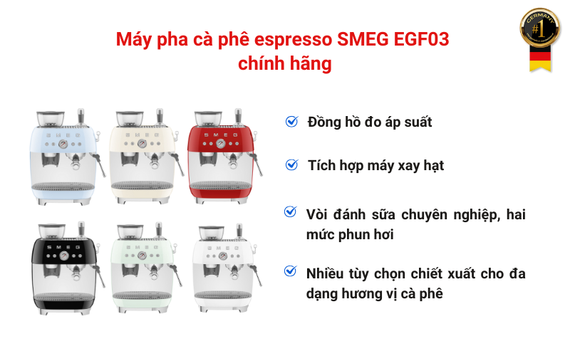 Các đặc điểm nổi bận của máy pha cà phê espresso SMEG EGF03