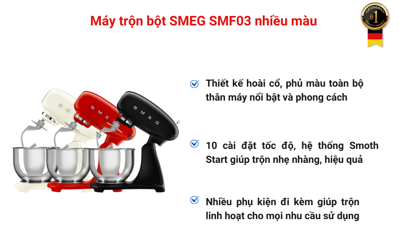 Máy trộn bột SMEG SMF03 nhiều màu
