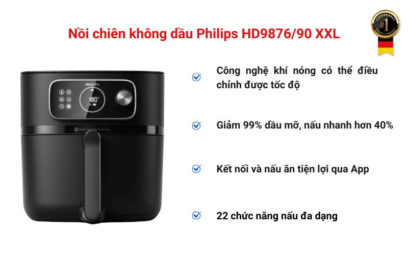 Nồi chiên không dầu Philips HD9876/90 XXL