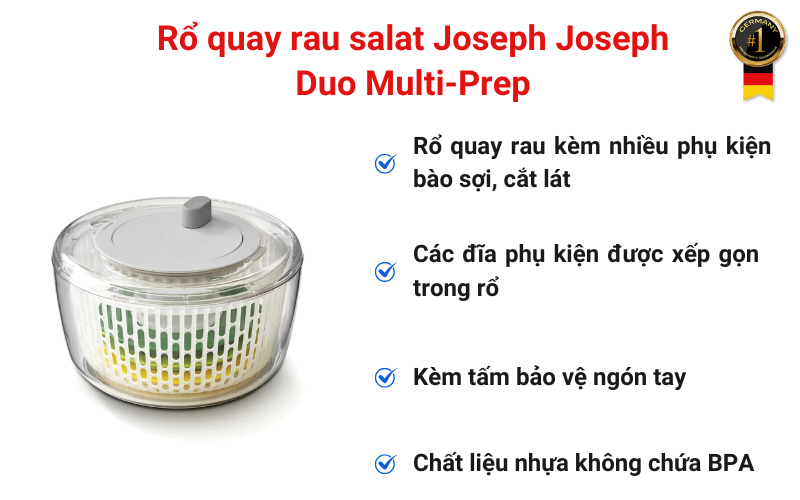 Rổ quay rau salat Joseph Joseph Duo Multi-Prep