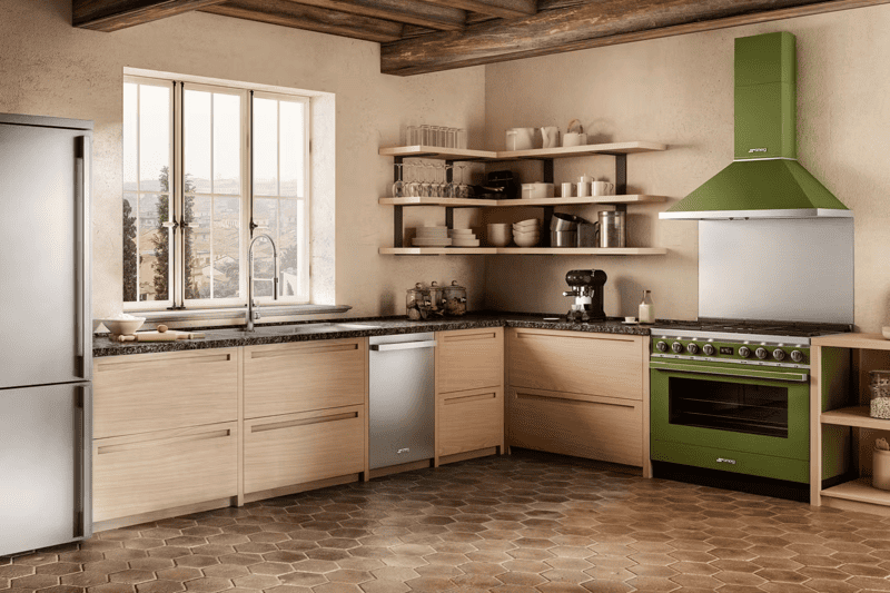 Không gian bếp phong cách Portofino – thiết kế hiện đại, lấy cảm hứng từ Địa Trung Hải