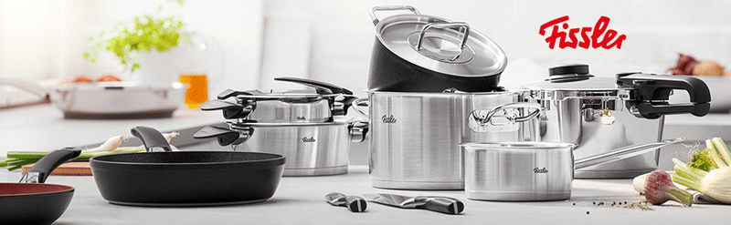 Các sản phẩm nồi chảo của Fissler được đặt trong gian bếp sang trọng