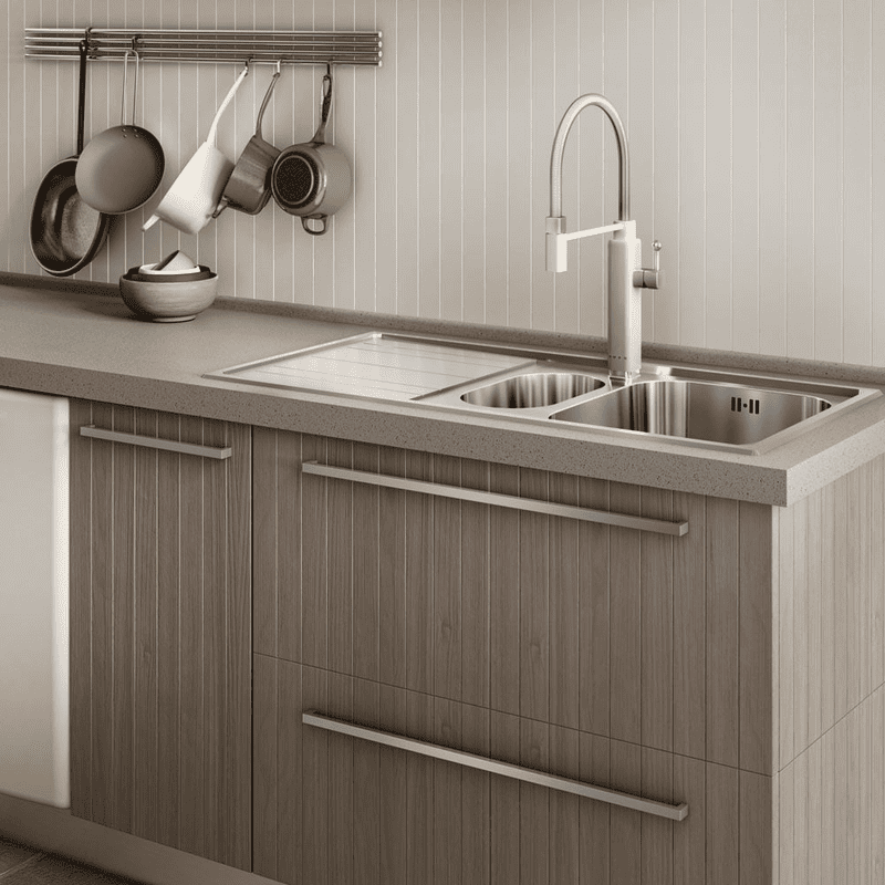 Combo vòi và bồn rửa inox – tối ưu không gian và thẩm mỹ nhà bếp